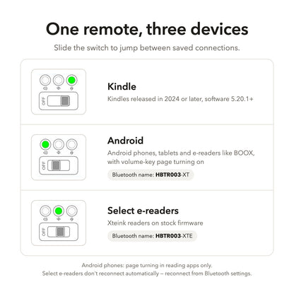 Keycap Page Turner for Kindle & E-Readers — three Bluetooth modes